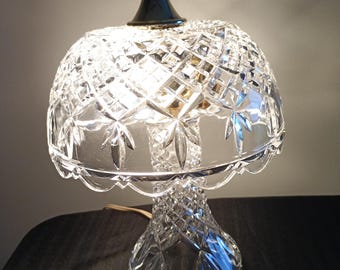 Vintage Cut Crystal MushroomLamp | Hollywood Regency Boudoir Table Lamp