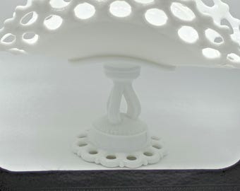 Vintage Signed Westmoreland Milk Glass Banana Boat Pedestal Bowl