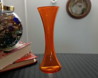 Tangerine Orange Twisted Stem Vase