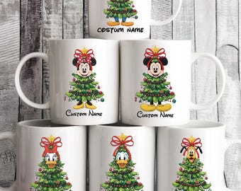 Personalized Disney Christmas Mug, Custom Disney Couple Christmas Gift,  Custom Disney Mug, Personalized Mickey And Friends Mug