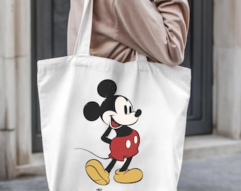 Bolsa de mano clásica de Mickey Mouse / Bonita bolsa de estilo retro de Mickey Mouse / Bolsa de compras reutilizable de Disney / Regalo para amantes de Disney I Bolsa de mano infantil de Disney