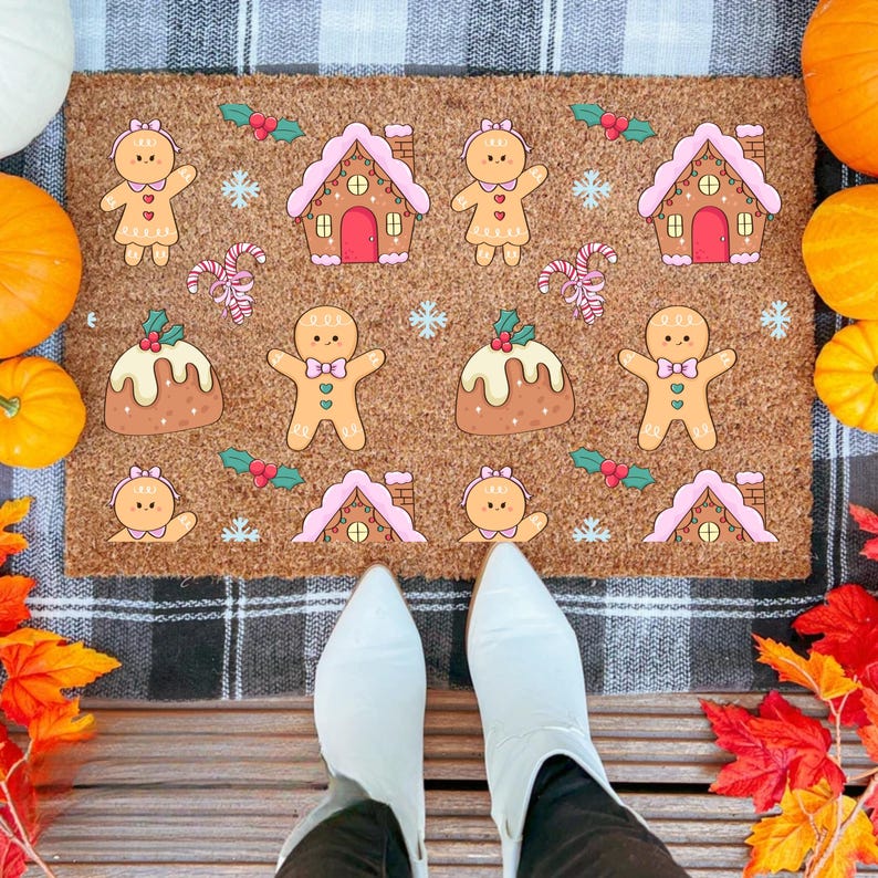 Gingerbread Christmas Coir Doormat: New Home Welcome Mat - Etsy