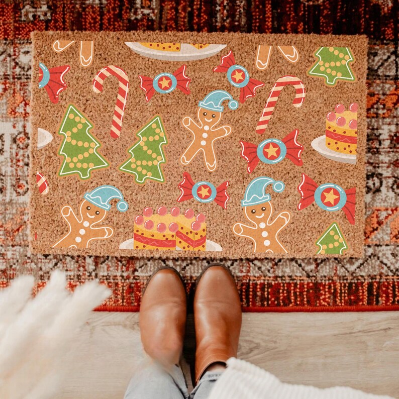 Gingerbread Christmas Coir Doormat: New Home Welcome Mat - Etsy