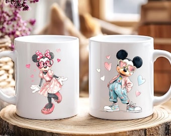 Taza personalizada de San Valentín de Disneyland, taza infantil de Mickey y sus amigos de Disneyland, taza de Mickey y Minnie de Disneyland, taza de San Valentín de Disneyland