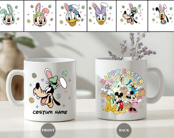 Disney Familienurlaub Ostertasse, 2026 Disney Ostergeschenk, personalisierte Mickey & Friends Familienreise Tasse, individuelle Name Osterhase Tasse