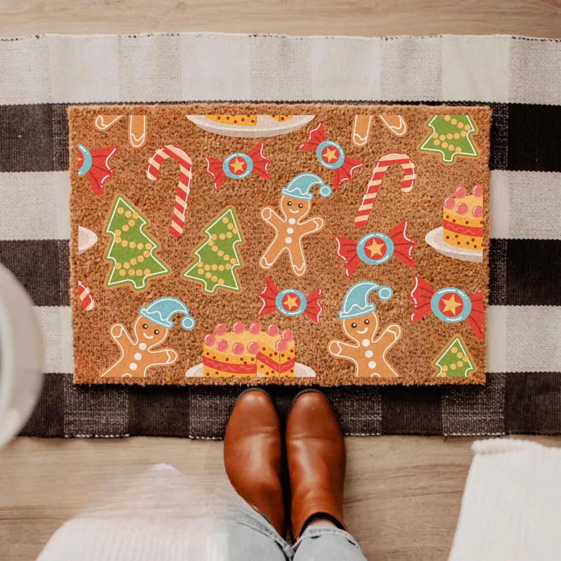 Gingerbread Christmas Coir Doormat: New Home Welcome Mat - Etsy