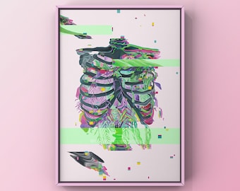 Anomaly Glitch Ribcage Print of Oil Painting - Anatomical Art Print - Human Body - Medical Art