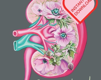 Tattoo/Digital Download Floral Kidney Bundle - 2 Designs