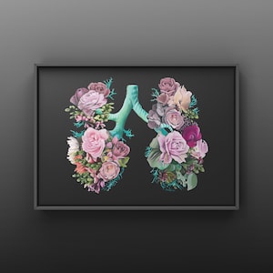 Floral Lungs II Respiratory Anatomy Print of Oil Painting Anatomical Art Print Human Body Medical Art Gift image 1