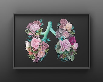 Floral Lungs II Respiratory Anatomy Print of Oil Painting - Anatomical Art Print - Human Body - Medical Art Gift