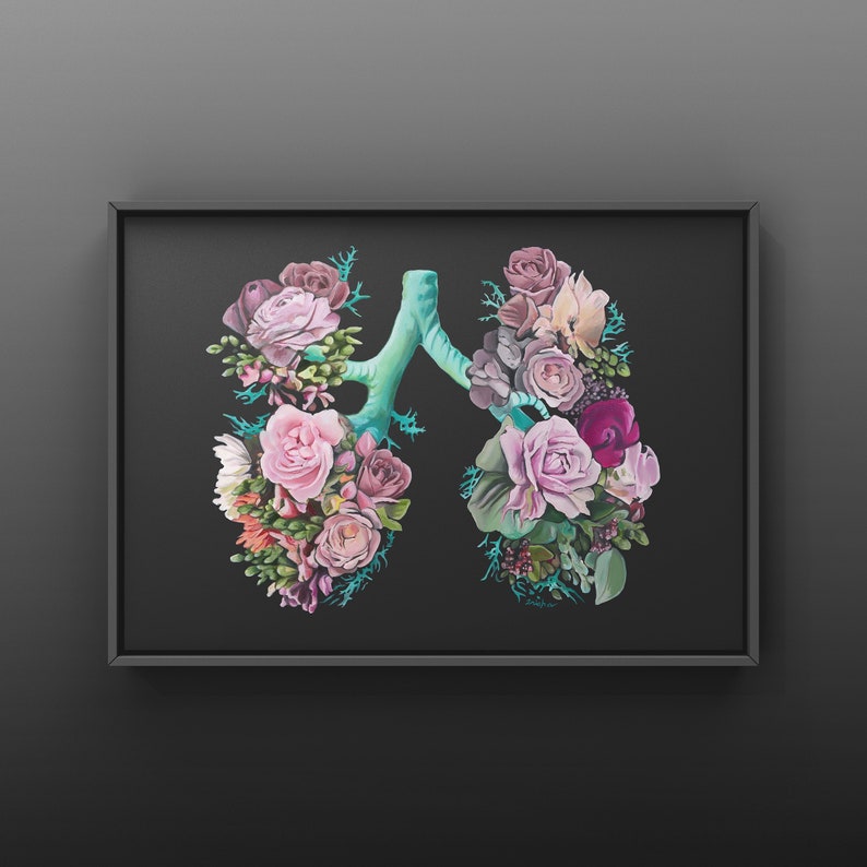 Floral Lungs II Respiratory Anatomy Print of Oil Painting Anatomical Art Print Human Body Medical Art Gift image 1