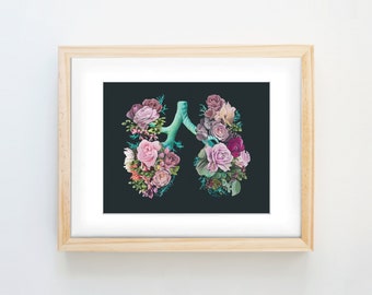 Floral Lungs II Charity Anatomy Print of Oil Painting - Anatomical Art Print - Human Body - Medical Art