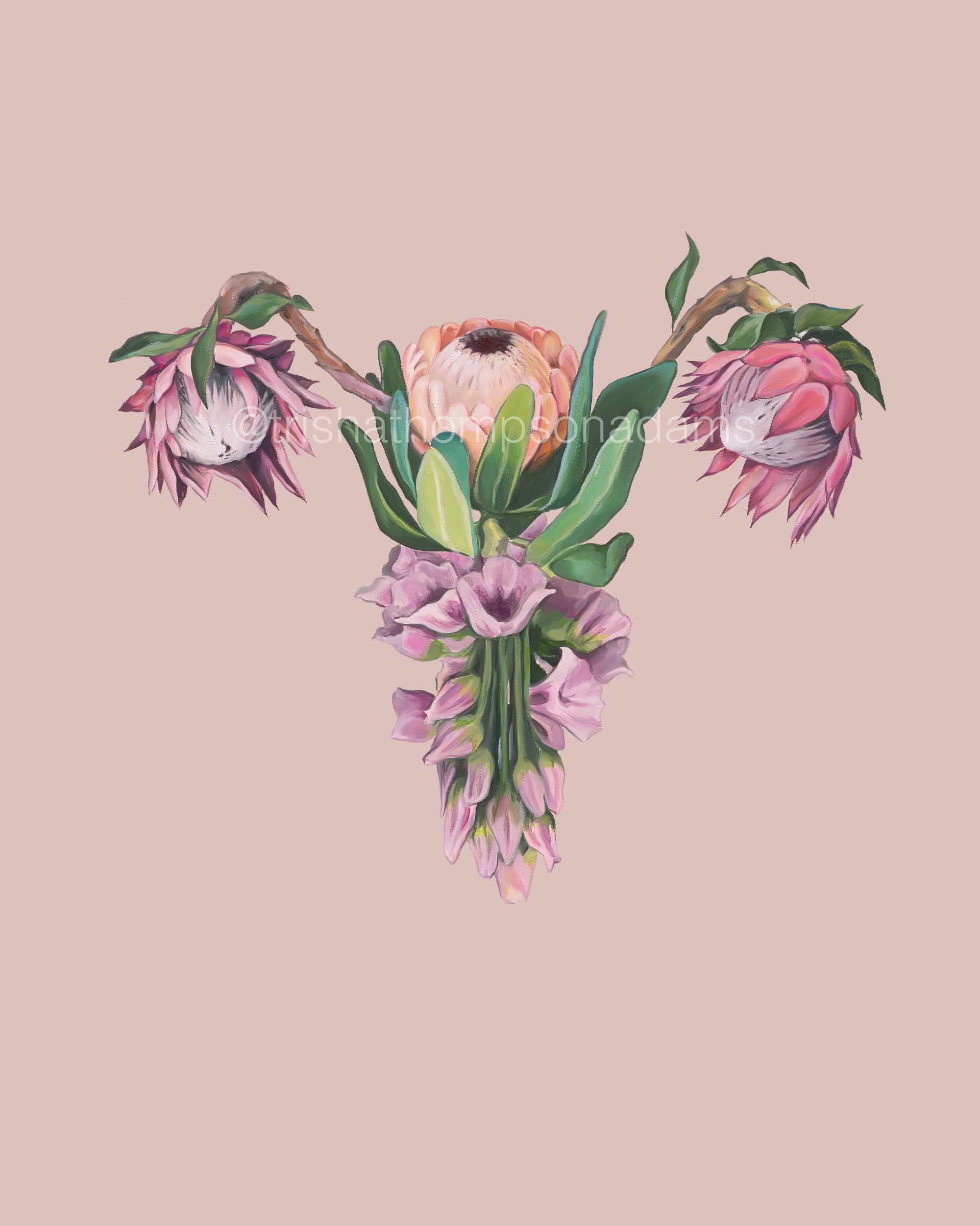 Floral Uterus II rosa mujer anatomía impresión de pintura al | Etsy