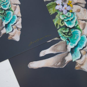 Floral Cervical Spine Vertebrae Print of Oil Painting Anatomical Art Print Human Body Medical Art image 4