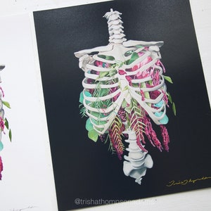 Floral Thoracic Cage Anatomy Print of Oil Painting Anatomical Art Print Human Body Medical Art image 7