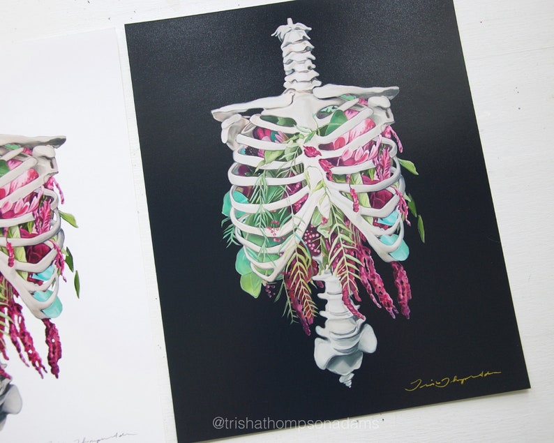 Floral Thoracic Cage Anatomy Print of Oil Painting Anatomical Art Print Human Body Medical Art image 7