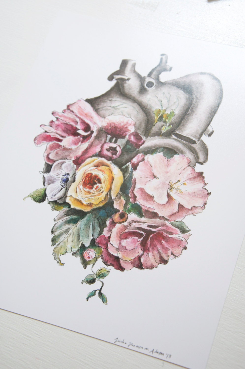 Floral Anatomy: Heart Print of Watercolor Anatomical Art - Etsy
