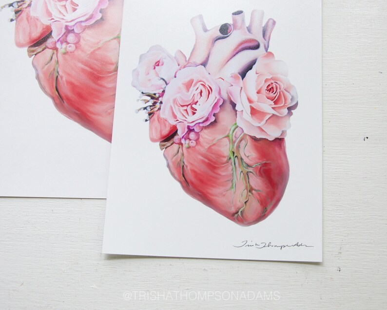 Floral Heart II White Anatomy Print of Oil Painting - Anatomical Art ...