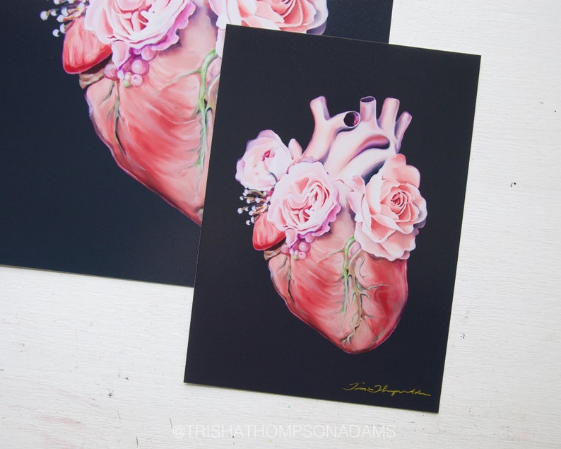 Floral Heart II Anatomy Heart Print of Oil Painting Anatomical Art Print Human Body Flower Medical Art Cardiology Gift image 6