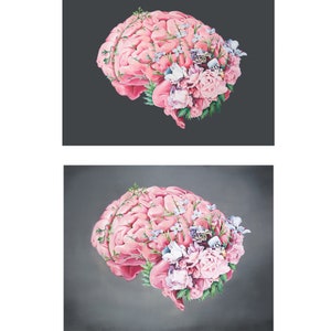 Floral Anatomy: Brain Print of Oil Painting Anatomical Art Print Human Body Medical Art image 7