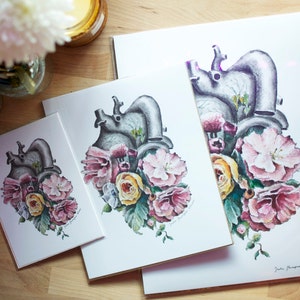 Floral Anatomy: Heart Print of Watercolor Anatomical Art Print Human Body Medical Art Clinical Wall Art Nurse Gift image 6