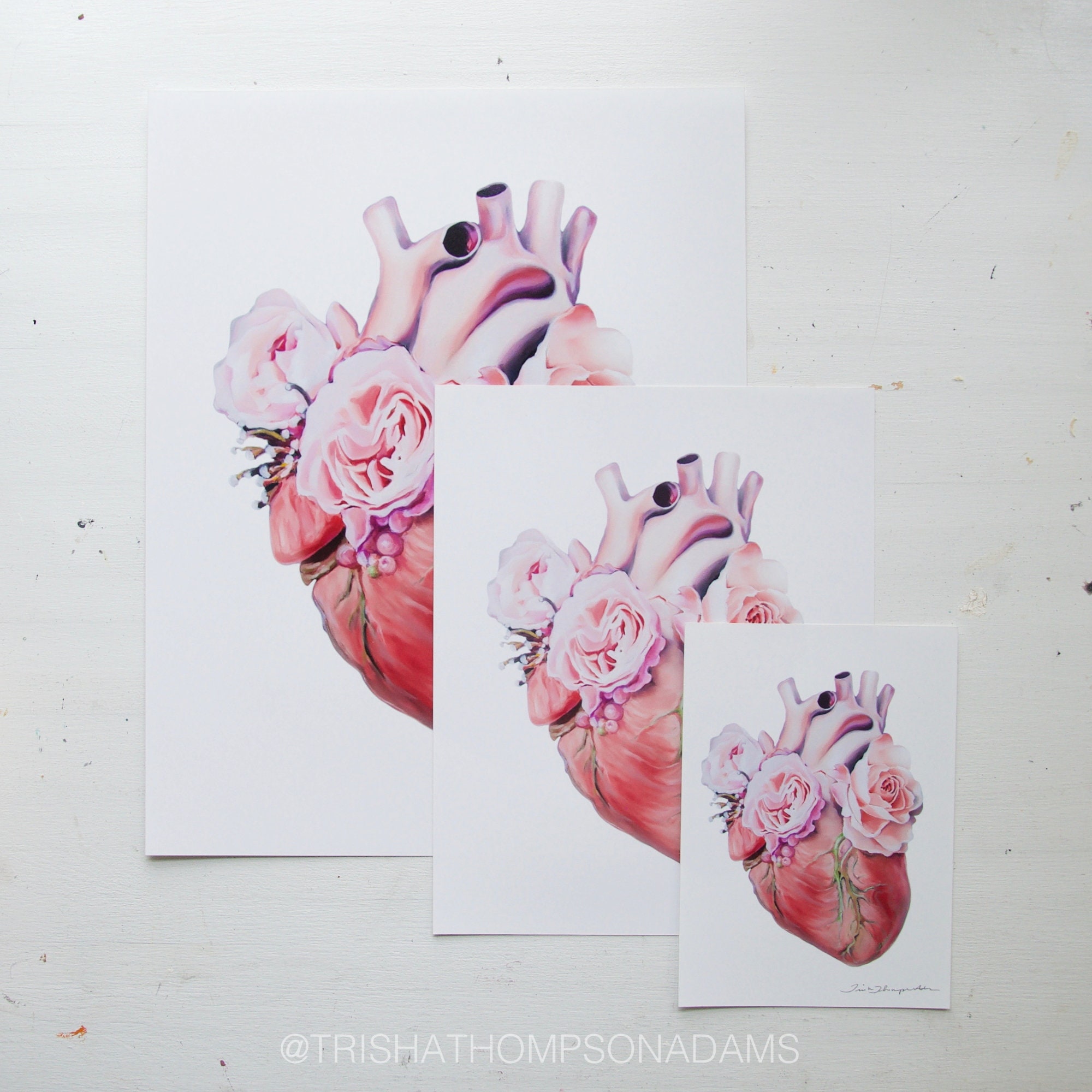 Floral Heart II White Anatomy Print of Oil Painting - Anatomical Art ...