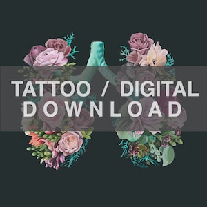 Tattoo/Digital Download Floral Lungs II Anatomy Artwork image 1