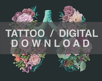 Tattoo/Digital Download Floral Lungs II Anatomy Artwork