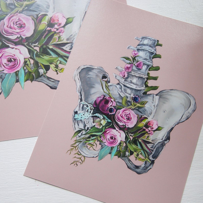Floral Pelvis Print of Oil Painting - Anatomical Art Print - Human Body ...