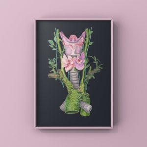 Floral Thyroid Larynx Anatomy Print of Oil Painting - Anatomical Art Print - Human Body - Medical Art