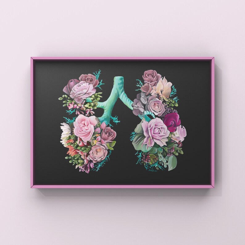 Floral Lungs II Respiratory Anatomy Print of Oil Painting Anatomical Art Print Human Body Medical Art Gift image 9