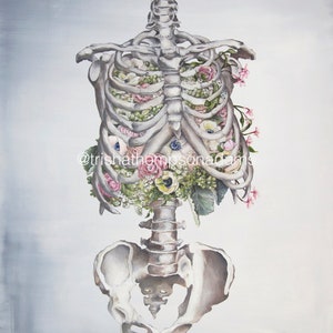 Floral Anatomy: Skeleton Print of Oil Painting Anatomical Art Print Human Body Medical Art image 4