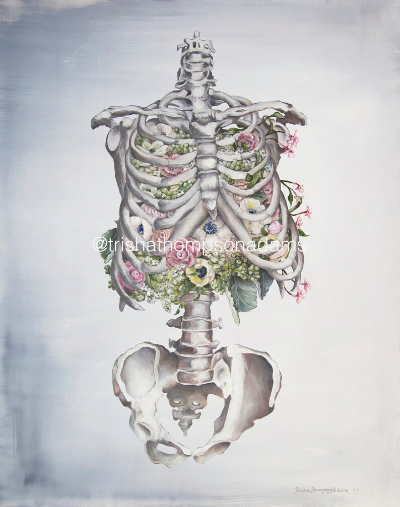 Floral Anatomy: Skeleton Print of Oil Painting Anatomical Art Print Human Body Medical Art image 4