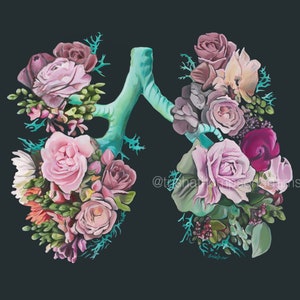 Floral Lungs II Respiratory Anatomy Print of Oil Painting Anatomical Art Print Human Body Medical Art Gift image 4