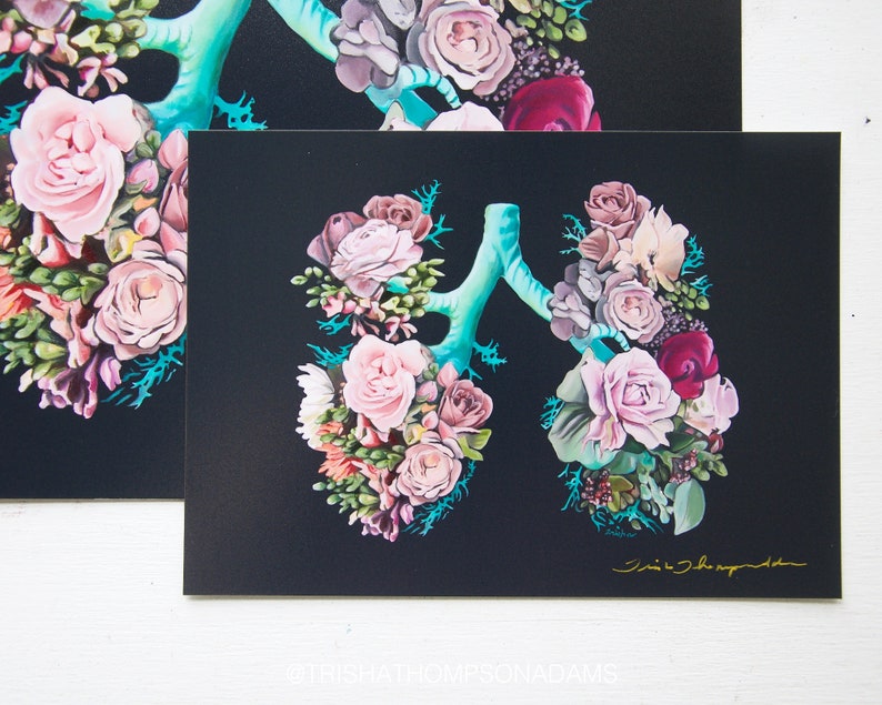 Floral Lungs II Respiratory Anatomy Print of Oil Painting Anatomical Art Print Human Body Medical Art Gift image 8