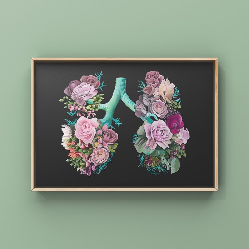 Floral Lungs II Respiratory Anatomy Print of Oil Painting Anatomical Art Print Human Body Medical Art Gift image 7