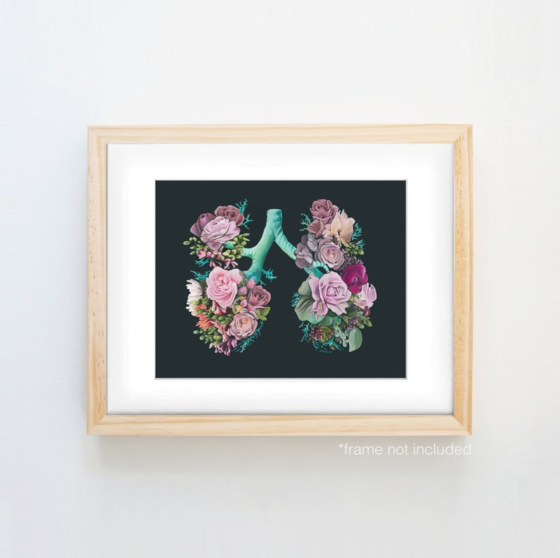 Floral Lungs II Respiratory Anatomy Print of Oil Painting Anatomical Art Print Human Body Medical Art Gift image 5