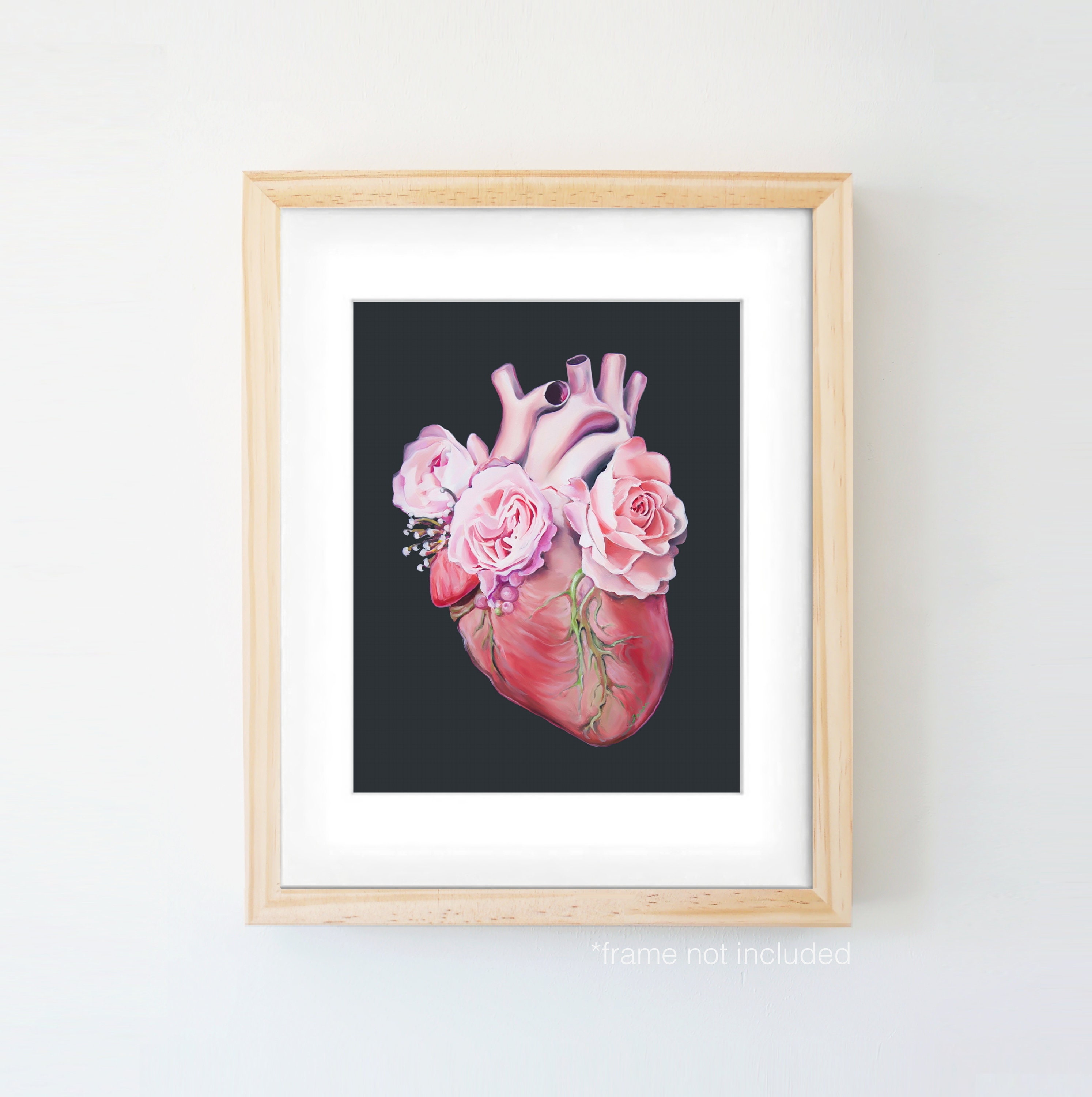 Floral Heart II Anatomy Heart Print of Oil Painting - Anatomical Art ...