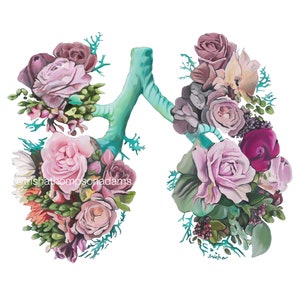 Tattoo/Digital Download Floral Lungs II Anatomy Artwork image 4