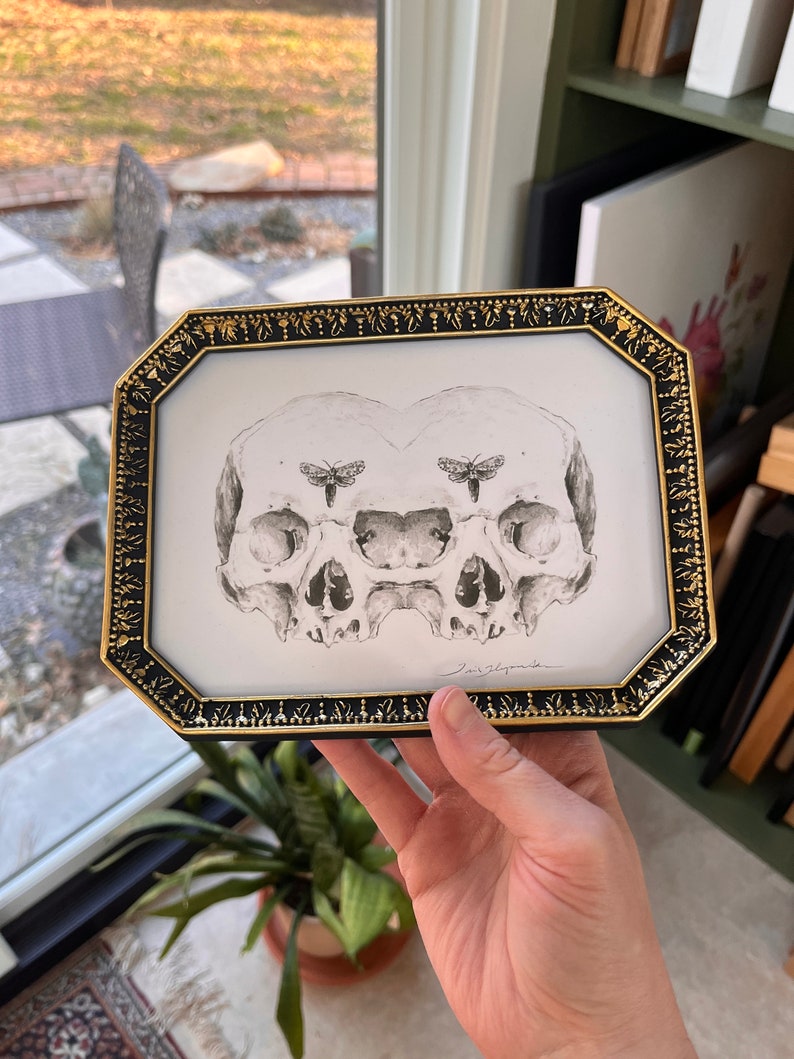 Siamese Skulls Print 5x7 Anatomical Giclee Art image 3