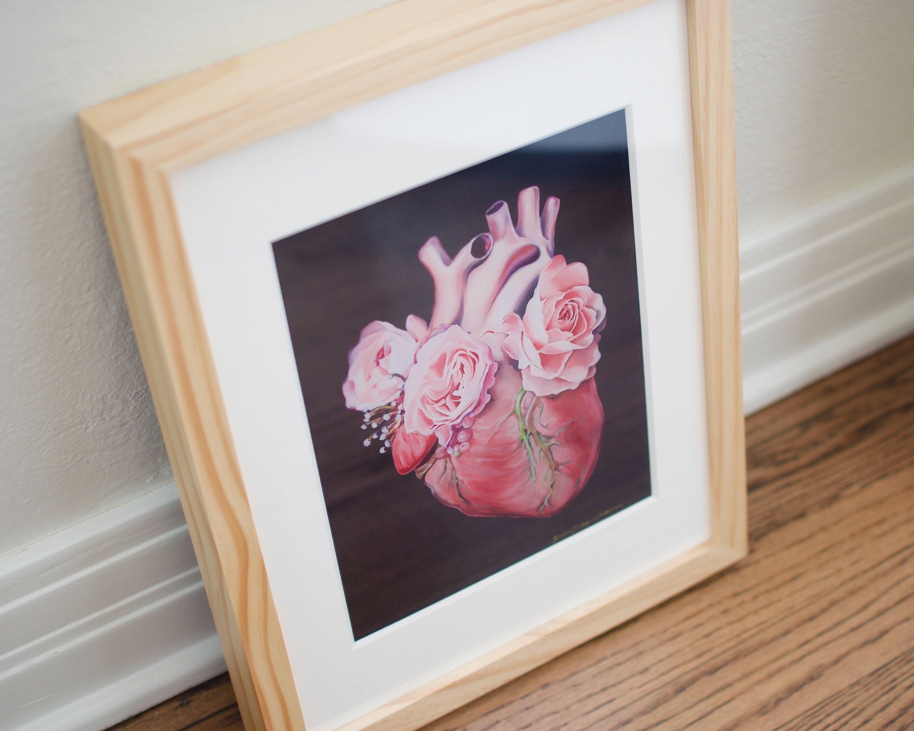 Floral Heart II Anatomy Heart Print of Oil Painting - Anatomical Art ...