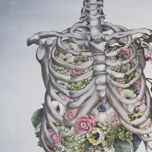 Floral Anatomy: Skeleton Print of Oil Painting Anatomical Art Print Human Body Medical Art image 5