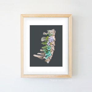 Floral Cervical Spine Vertebrae Print of Oil Painting Anatomical Art Print Human Body Medical Art image 5