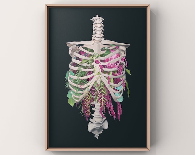 Floral Anatomy: Skeleton Print of Oil Painting - Anatomical Art Print ...