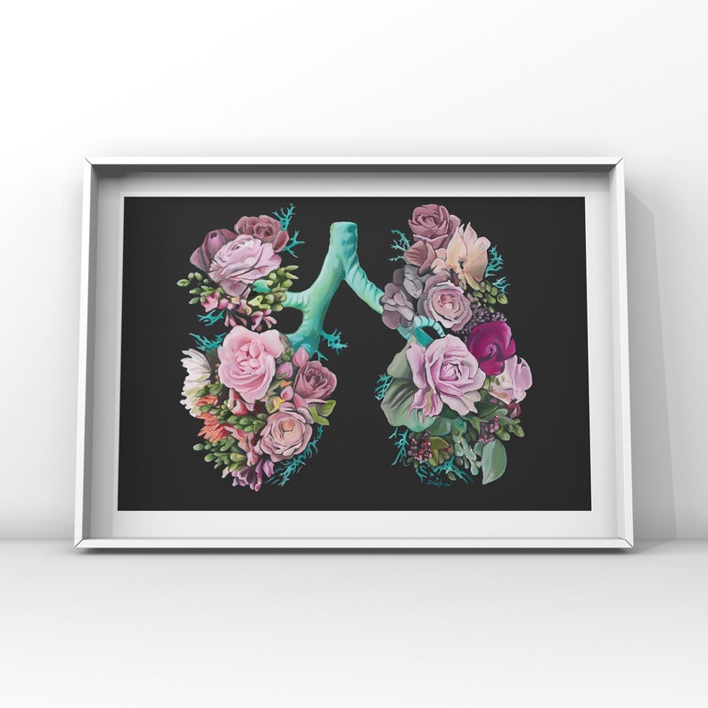 Floral Lungs II Respiratory Anatomy Print of Oil Painting Anatomical Art Print Human Body Medical Art Gift image 6