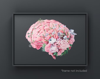 Floral Anatomy: Brain Print of Oil Painting - Anatomical Art Print - Human Body - Medical Art