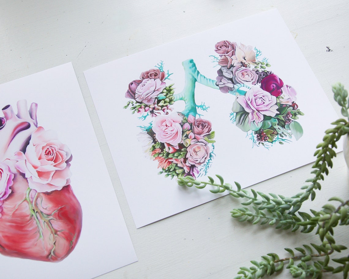 Floral Anatomy Art Print Gift Set Anatomical Art Prints Etsy