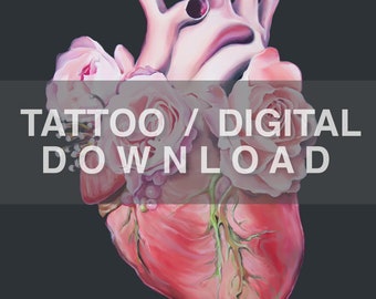 Tattoo/Digital Download Floral Heart II Anatomy Art