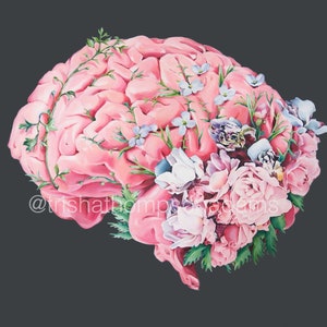 Floral Anatomy: Brain Print of Oil Painting Anatomical Art Print Human Body Medical Art image 5