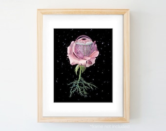 Cosmic Eye Starry Background Floral Anatomy Print of Oil Painting - Anatomical Art Print - Human Body - Medical Art - Ophthalmologist Gift